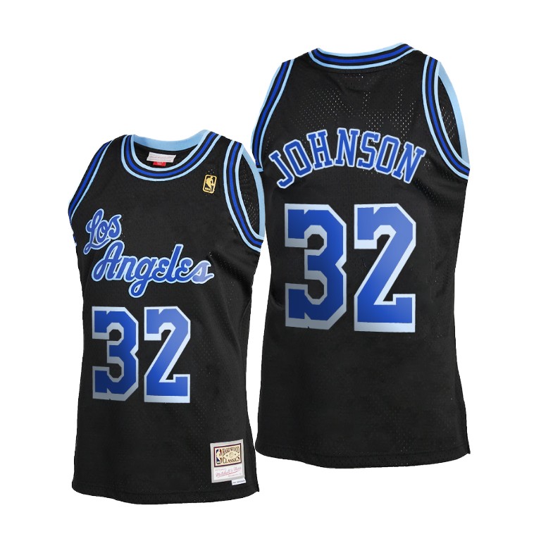 Men's Los Angeles Lakers Magic Johnson #32 NBA Hardwood Classics Reload 2.0 Black Basketball Jersey AAL1883HK